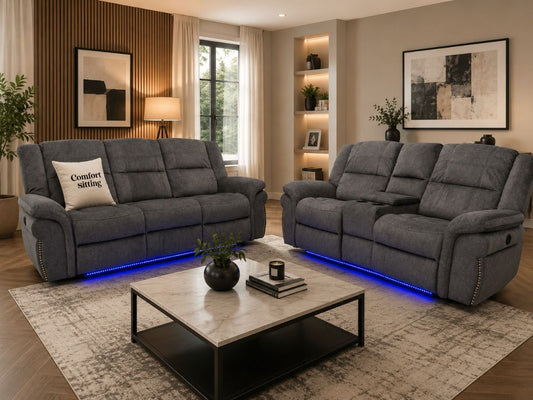Berline Fabric Recliners 3+2 Seater Sofa With LED Light
