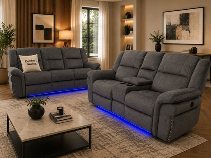 Berline Fabric Recliners 3+2 Seater Sofa With LED Light