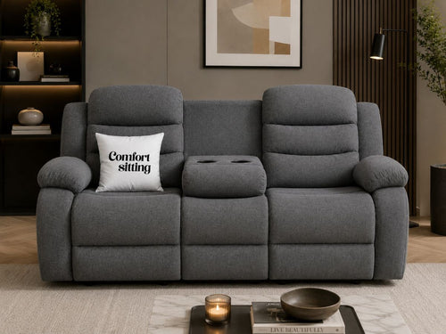 Sorrento Fabric Manual Recliners 3 Seater Sofa