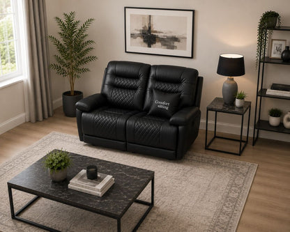 Halifax Leather 2 Seater Sofa with Electric Recliners, LED Lights & Cupholders – Power Recliner with USB Charging Ports – Modern Grey Living Room Sofa