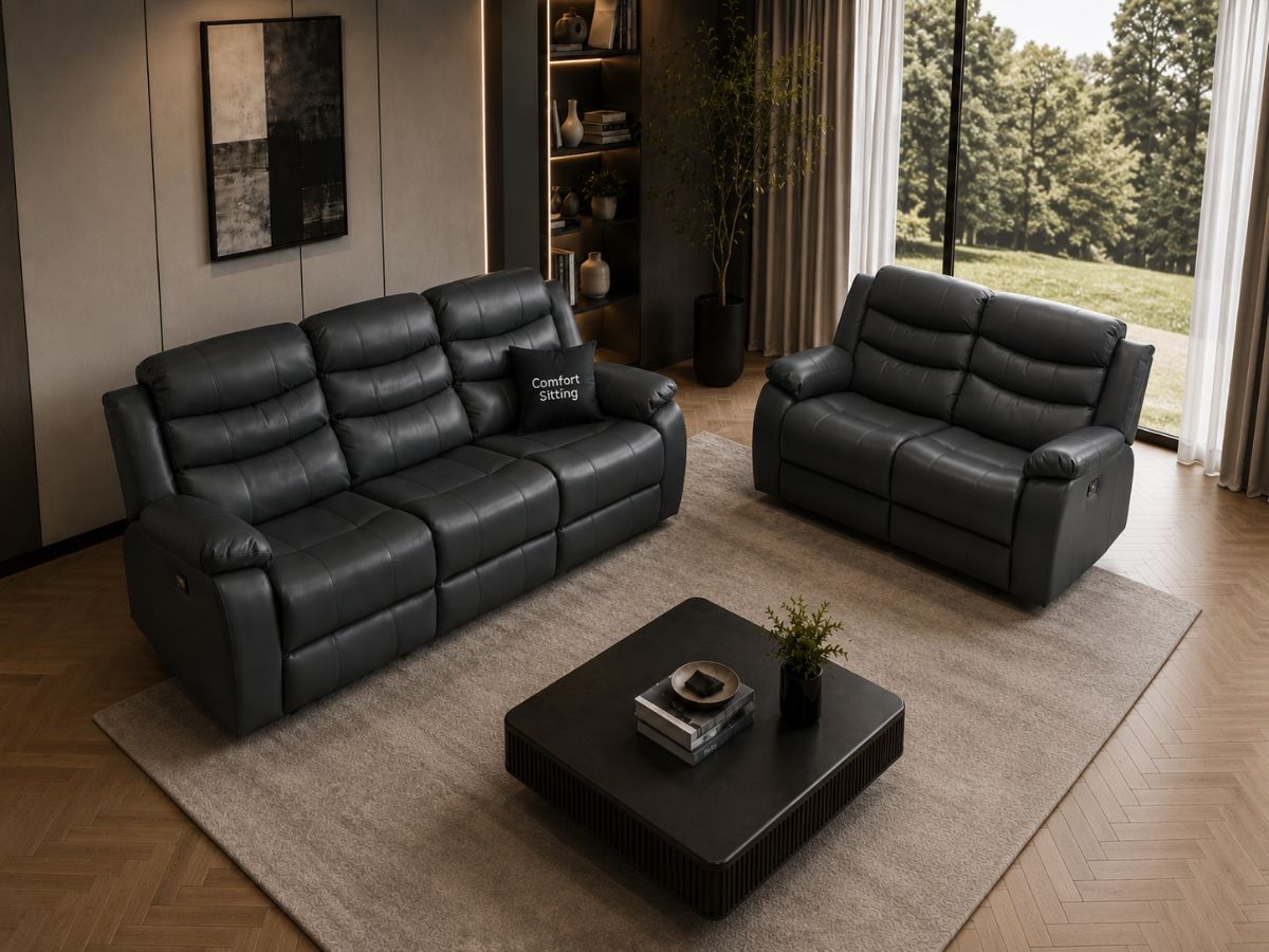 Roma 3+2 Leather Manual Recliners