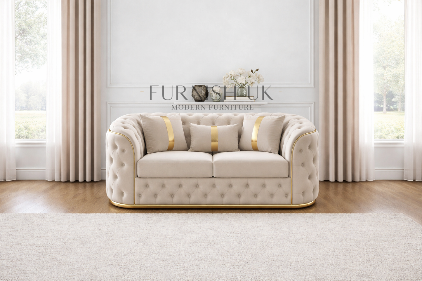 Prestige Gold Trim Chesterfield (3 Seater )