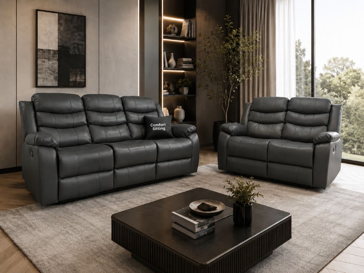 Roma 3+2 Leather Manual Recliners