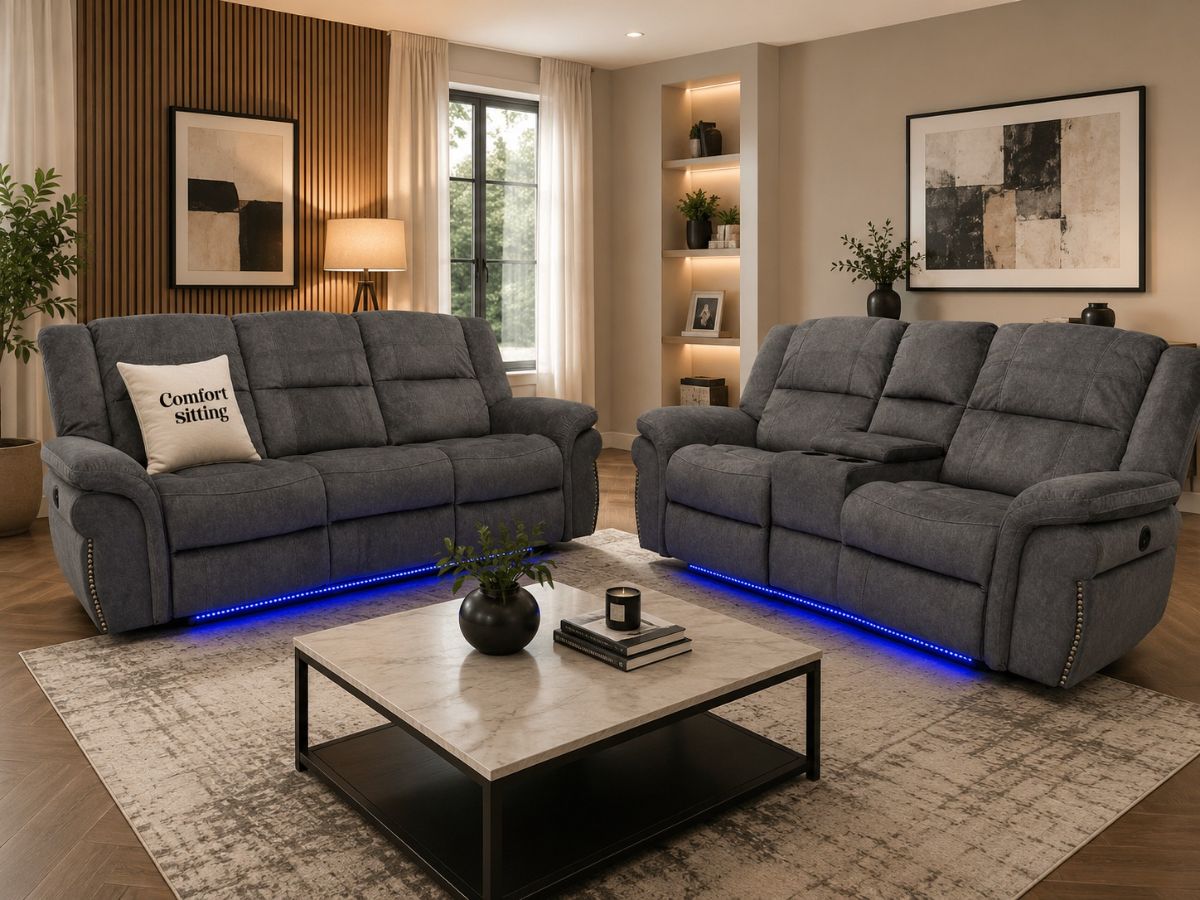 Berline Fabric Recliners 3+2 Seater Sofa With LED Light