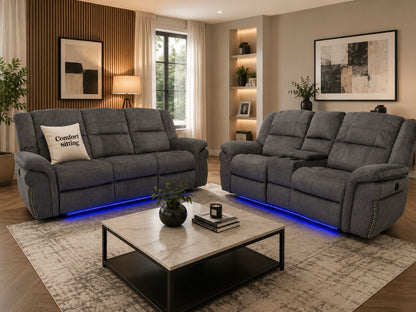 Berline Fabric Recliners 3+2 Seater Sofa With LED Light