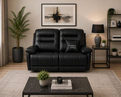Halifax Leather 2 Seater Sofa with Electric Recliners, LED Lights & Cupholders – Power Recliner with USB Charging Ports – Modern Grey Living Room Sofa