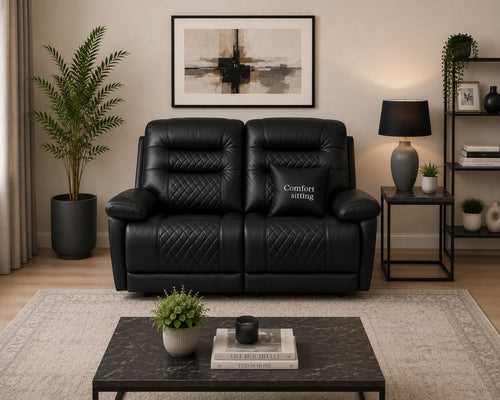 Halifax Leather 2 Seater Sofa with Electric Recliners, LED Lights & Cupholders – Power Recliner with USB Charging Ports – Modern Grey Living Room Sofa