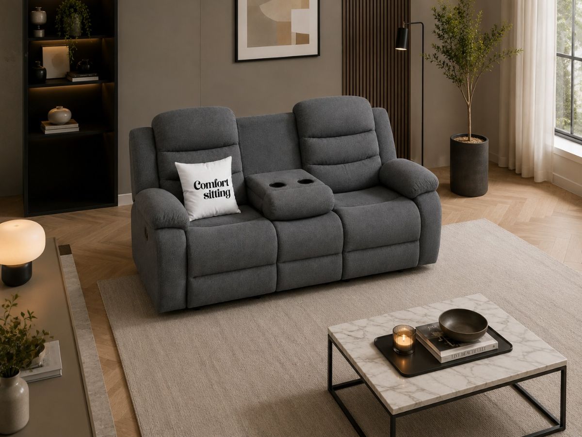 Sorrento Fabric Manual Recliners 3 Seater Sofa
