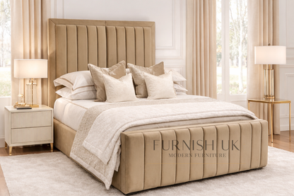 Luxury Velvet Panel Bed Frame – Modern Upholstered Designer Bed