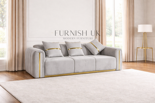 Luxe Milano with Gold Accents ( 4 Seater Sofa)